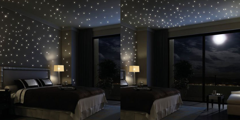Zimmer-mit-Sternenhimmel-aus-Wanddekoration