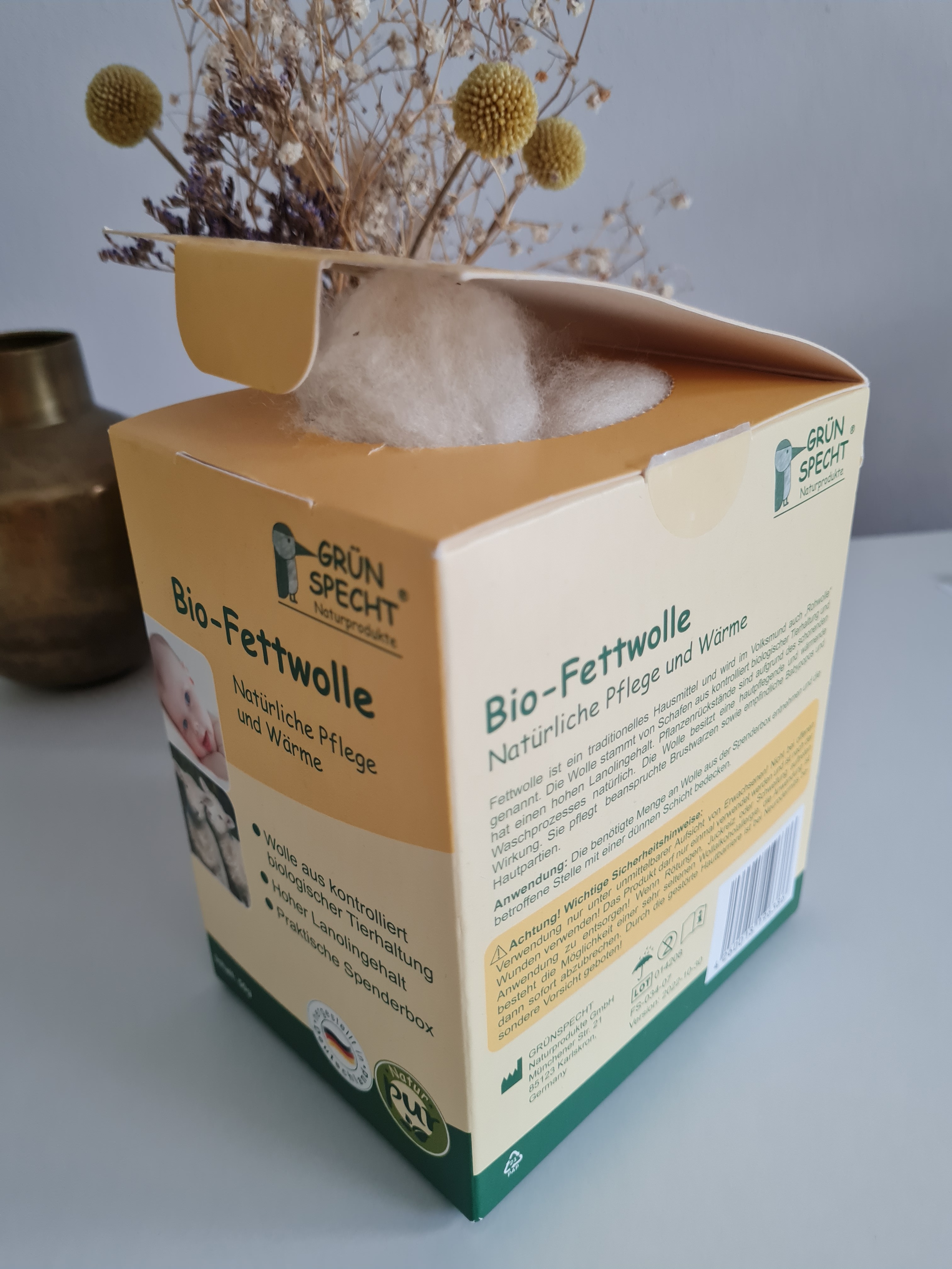 Grünspecht Bio-Fettwolle aus Schafwolle – natürlicher Windelschutz für Babys