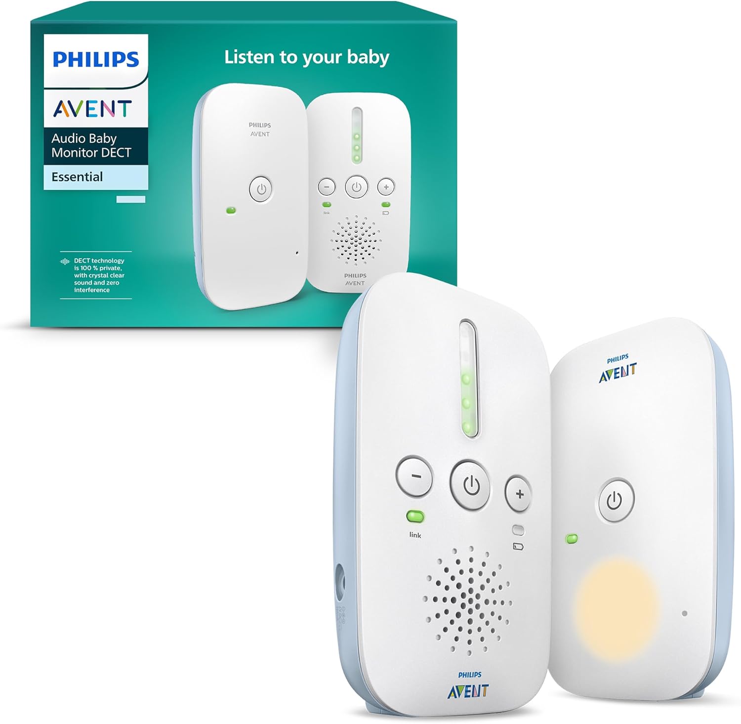Philips Avent DECT Audio-Babyphone mit Gegensprechfunktion und 330m Reichweite