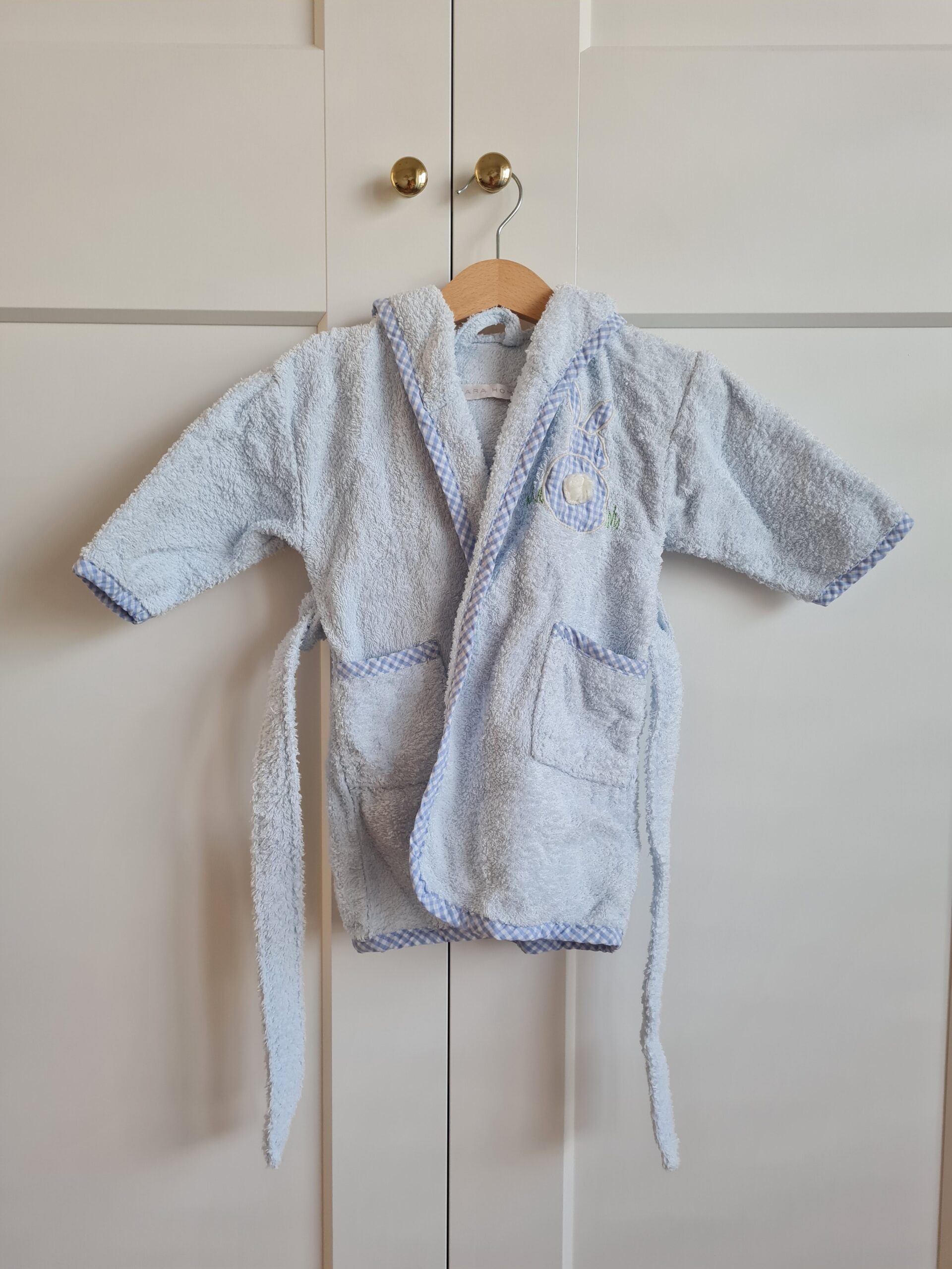 Baby Bademantel mit Kapuze in blau